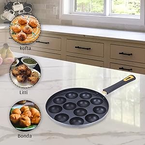 ANJALI Non Stick Appe Patra With SS Lid , 12 Cups - Premium Nonstick Appe Pan SS Lid from Anjali - Just Rs. 589! Shop now at Surana Sons