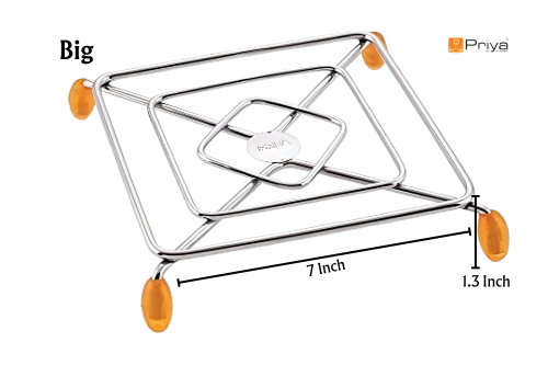 PRIYA Heavy Stainless Steel Premium Mirror Polish Hot Pot Stand | Strong & Durable