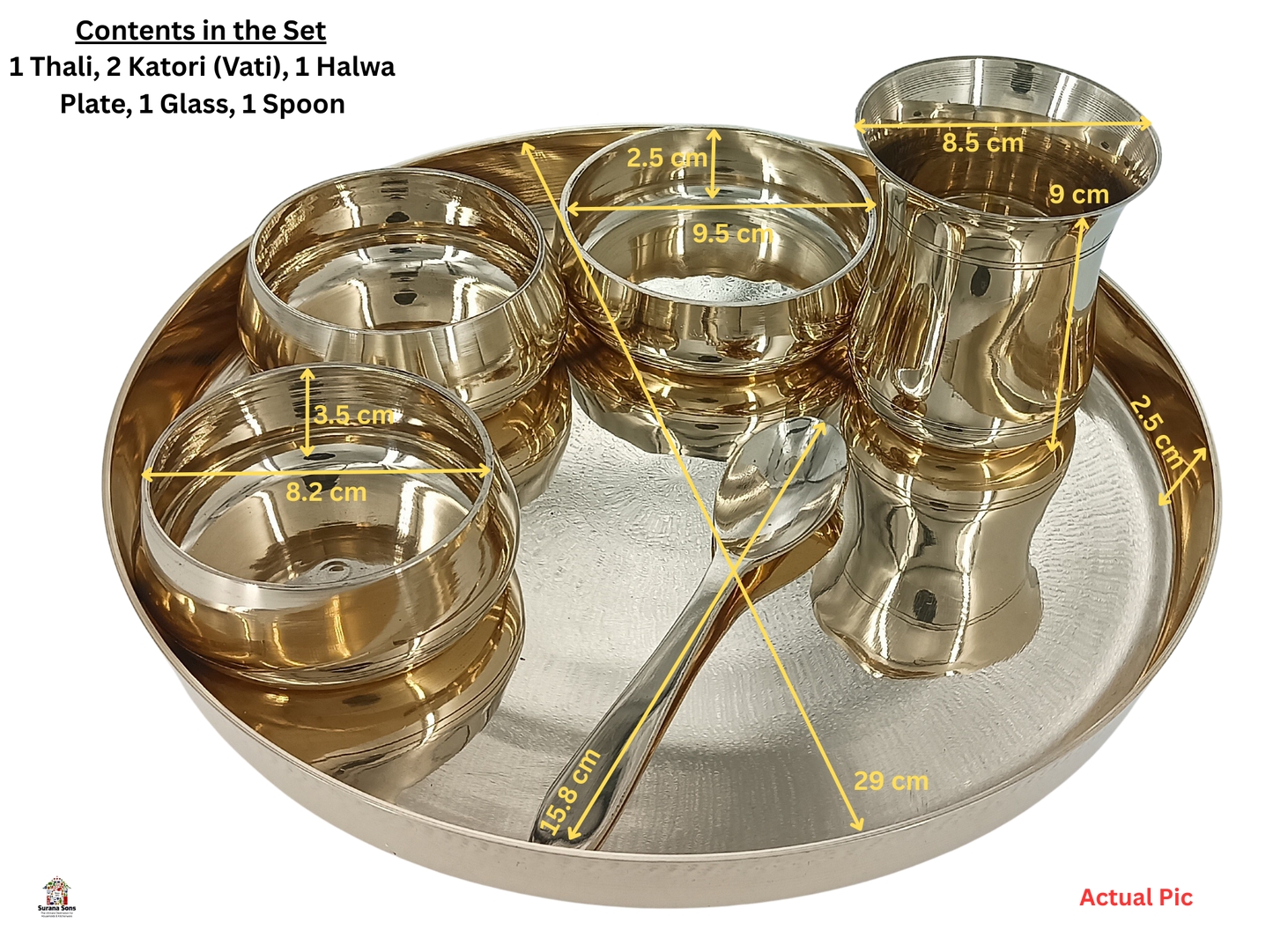 Classic Pure Kansa Plain (Bronze) Dinner Set | 6 Pcs