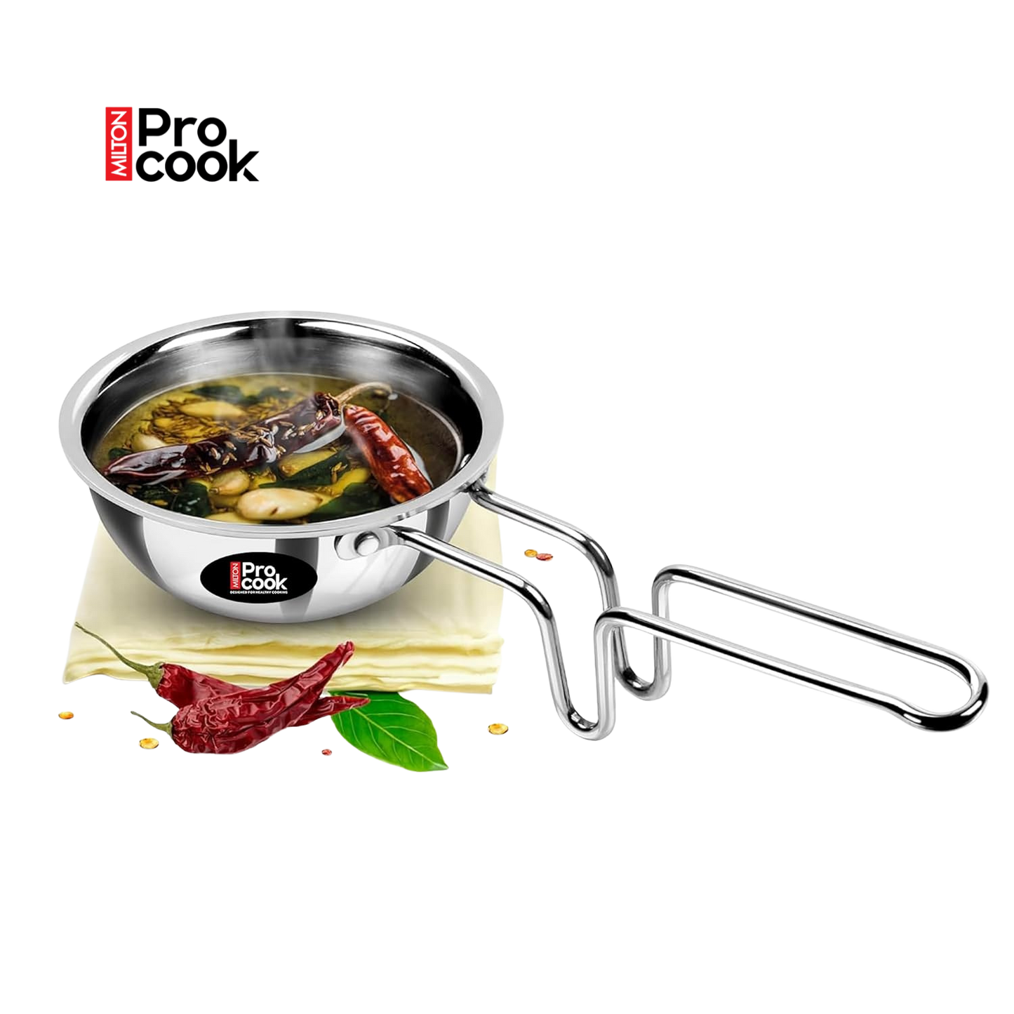 Milton Pro Cook Triply Stainless Steel/Hard Anodized Tadka Pan