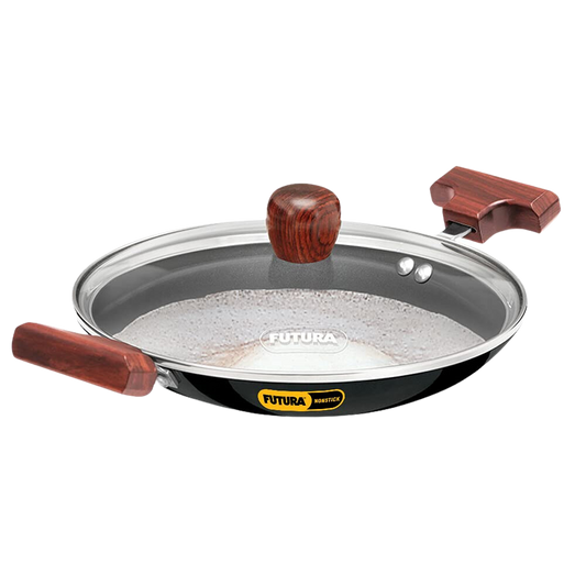 Hawkins FUTURA 0.9 Litre Nonstick Breakfast Pan with Glass Lid, Appachatty, Black (NBFP09G) - Premium Nonstick pan kadhai from Hawkins Futura - Just Rs. 1071! Shop now at Surana Sons