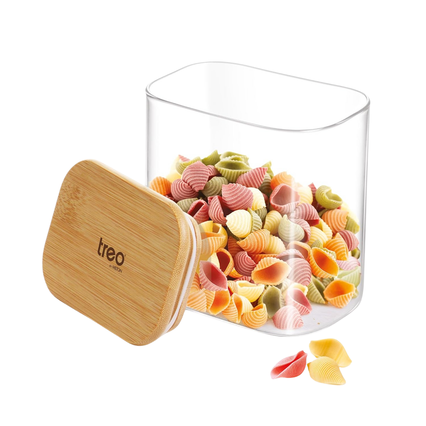 TREO By Milton Recto Kitchen Storage Borosilicate Glass Jar with Airtight Wooden Lid