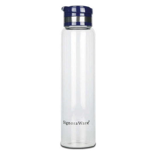 SignoraWare Starlite Borosilicate Light Weight Glass Water Bottle with Screw Cap (With Holding Ring) | Leak Proof Transparent (1 Ltr, Set of 1, Clear) - Premium Glass Bottle from Signoraware - Just Rs. 399! Shop now at Surana Sons