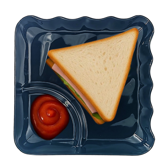 MILTON Melamine Glossy Black Sandwich/Snacks Plate | Set of 6 | Food Grade