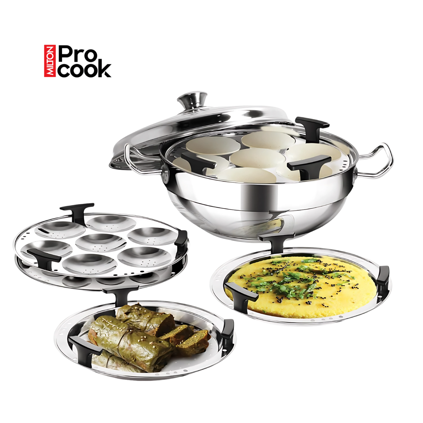 MILTON PROCOOK Multi Kadhai With Lid | Idli, Dhokla Maker, Steamer | Induction & Gas Friendly