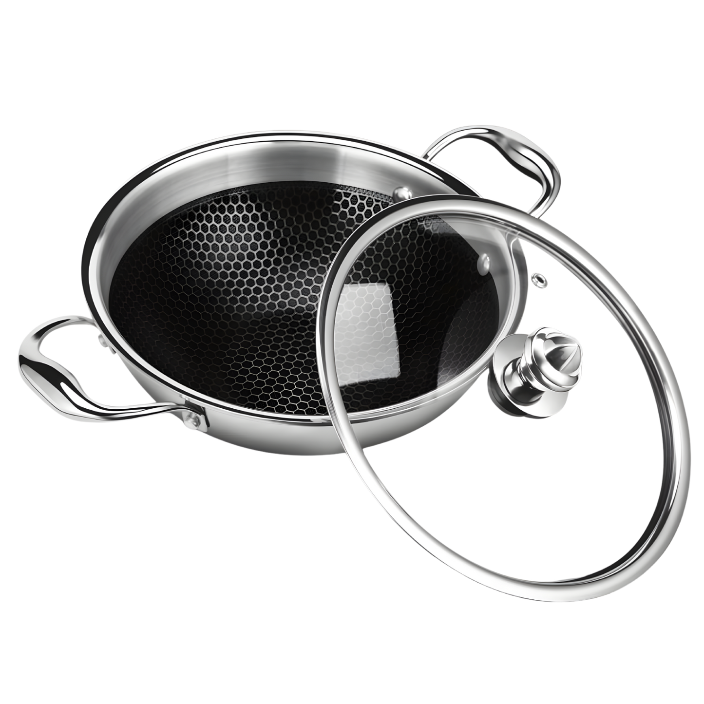 MILTON Pro Cook TriPly Hexa Tech Induction Stainless Steel Kadhai with Glass Lid