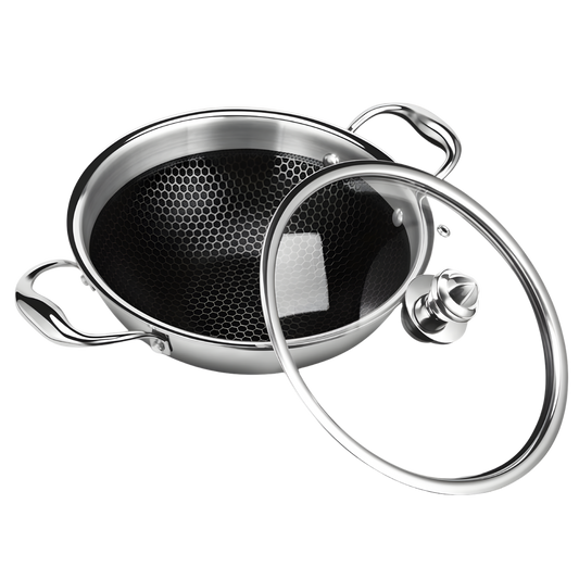 MILTON Pro Cook TriPly Hexa Tech Induction Stainless Steel Kadhai with Glass Lid