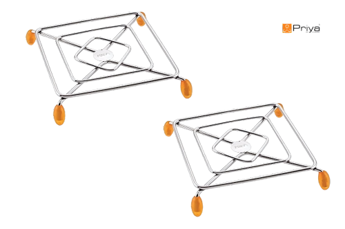 PRIYA Heavy Stainless Steel Premium Mirror Polish Hot Pot Stand | Strong & Durable