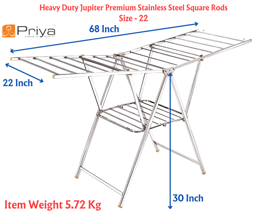 Priya Jupiter Heavy Duty Rust-Free Stainless Steel Foldable Cloth Drying Stand | Indoor/Outdoor/Balcony | Butterfly Model | Adjustable Fold Height - Premium Towel Stand from Priya - Just Rs. 5490! Shop now at Surana Sons