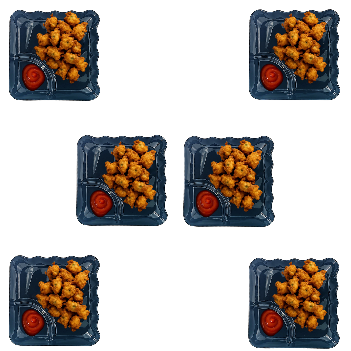 MILTON Melamine Glossy Black Sandwich/Snacks Plate | Set of 6 | Food Grade