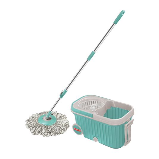 Spotzero by Milton Elite Spin Mop with Bigger Wheels and Plastic Auto Fold Handle for 360 Degree Cleaning (Aqua Green, Two Refills), - Premium mops spin mop floor mop floor cleaner from milton spotzero - Just Rs. 1298! Shop now at Surana Sons