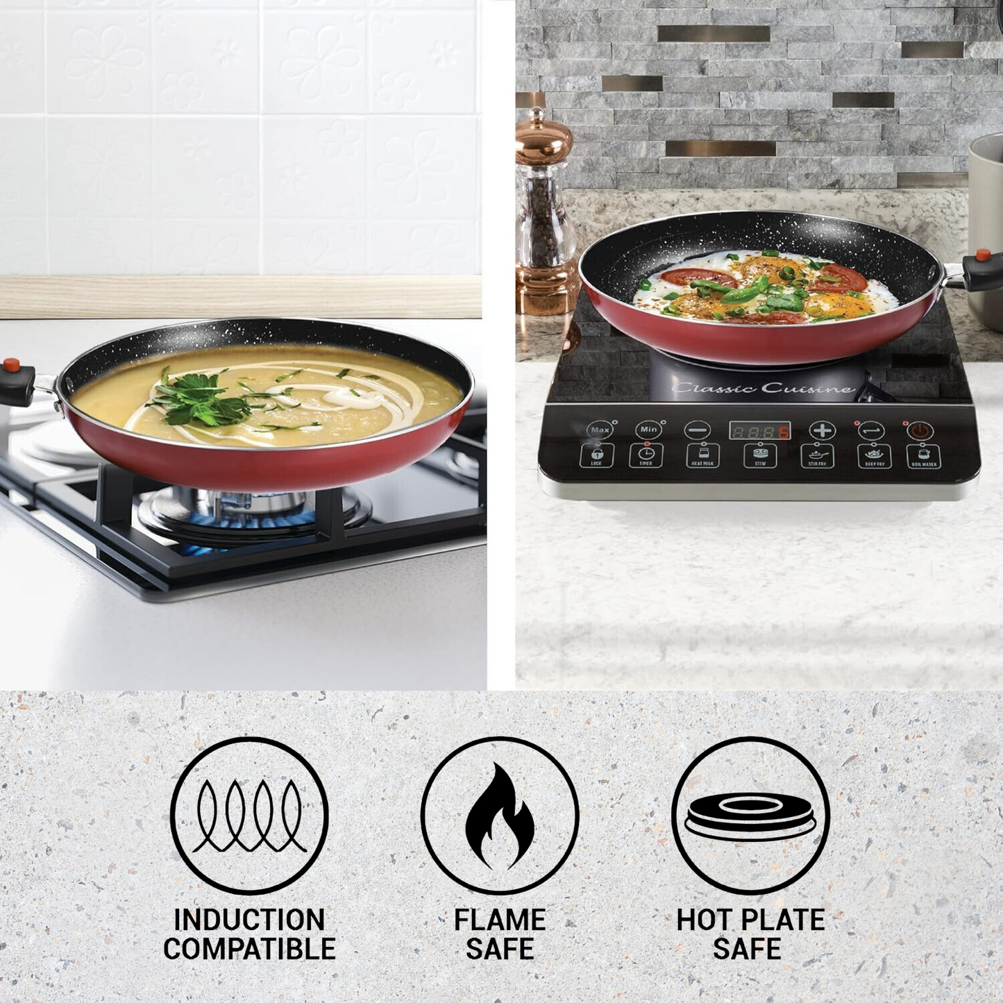 MILTON PROCCOK My Kitchen Set Granito Nonstick 3 Pcs Set | Glass Lid | Induction Compatible