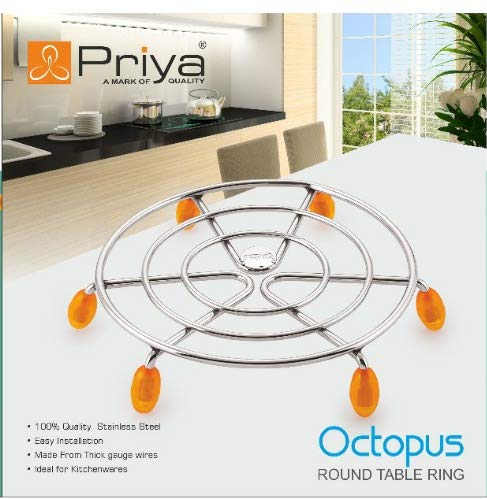 PRIYA Heavy Stainless Steel Premium Mirror Polish Hot Pot Stand | Strong & Durable