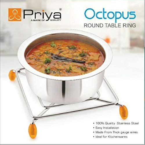 PRIYA Heavy Stainless Steel Premium Mirror Polish Hot Pot Stand | Strong & Durable