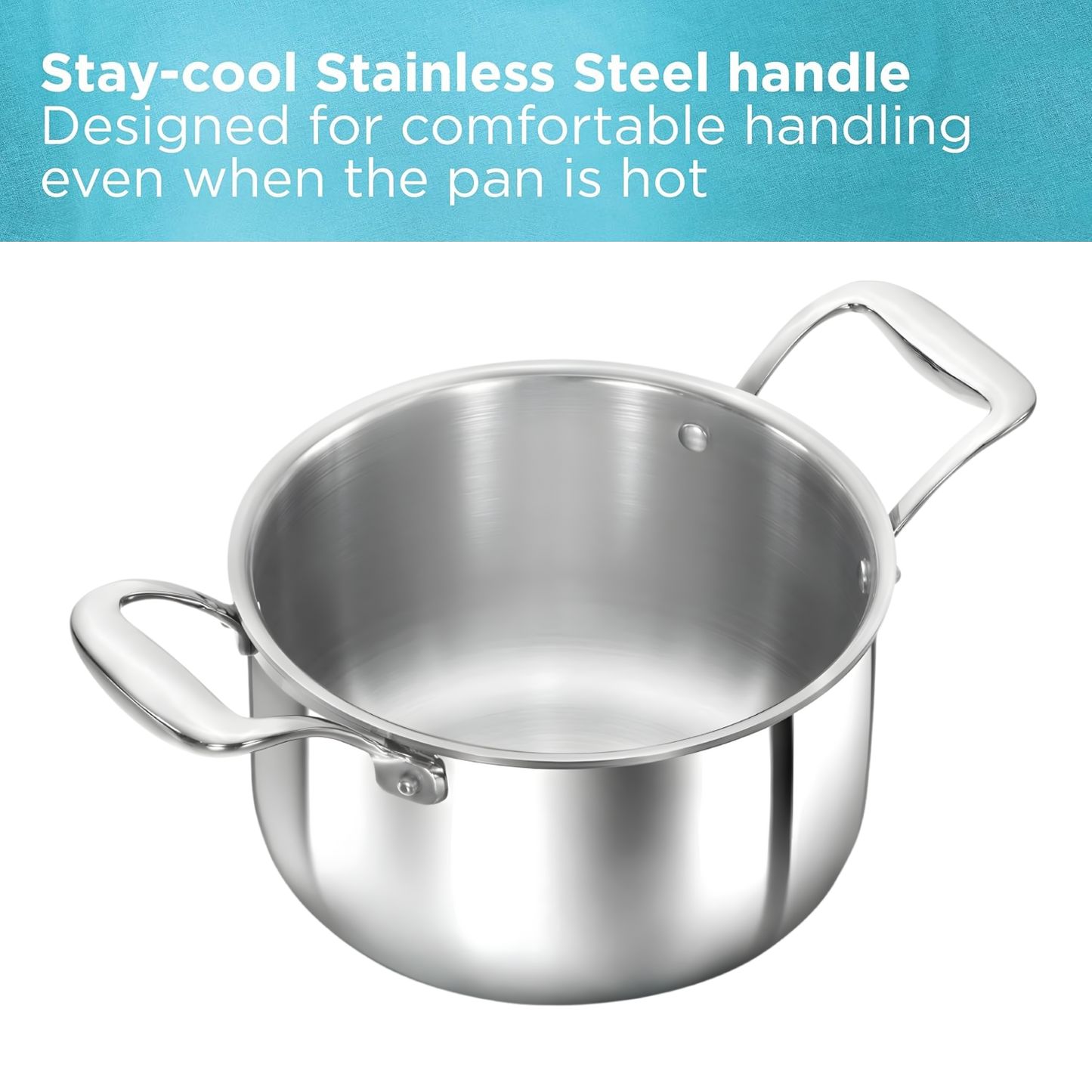 Hawkins 3 Litre Pro TriPly Stainless Steel Milk Pan with Stainless Steel Lid, Milk Pot, Sauce Pan, Silver (PSMP30S)