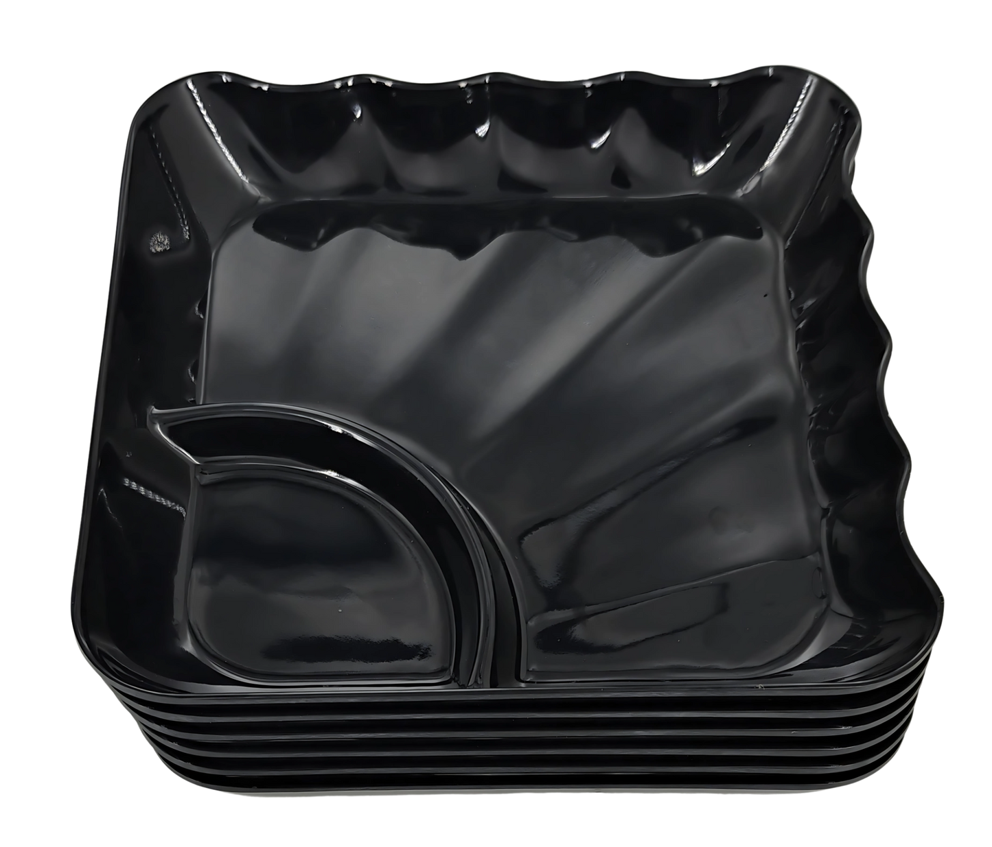 MILTON Melamine Glossy Black Sandwich/Snacks Plate | Set of 6 | Food Grade