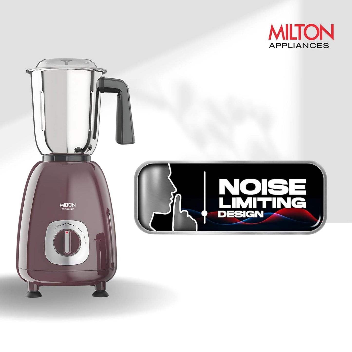 MILTON Artis Mixer Grinder | 800 Watt | Wine Brown Color