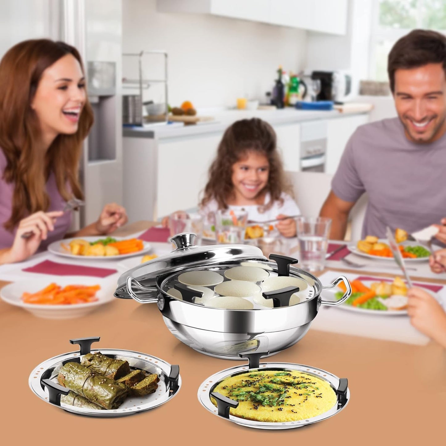 MILTON PROCOOK Multi Kadhai With Lid | Idli, Dhokla Maker, Steamer | Induction & Gas Friendly