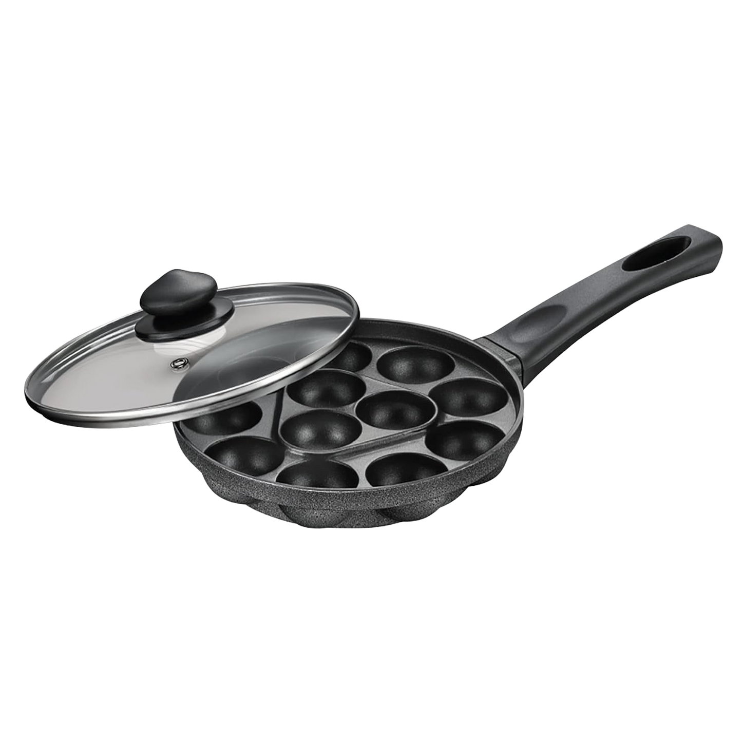 PRESTIGE Nonstick Omega Select Plus Paniyarakkal 20 cm | Appe Pan | with Glass Lid | 12 Pits