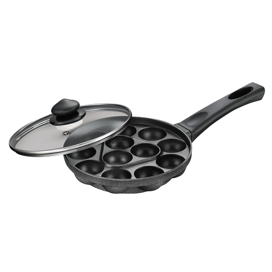 PRESTIGE Nonstick Omega Select Plus Paniyarakkal 20 cm | Appe Pan | with Glass Lid | 12 Pits