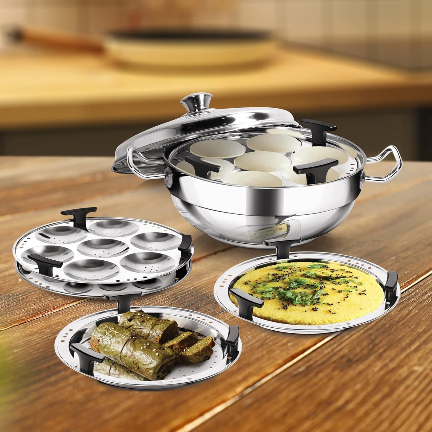 MILTON PROCOOK Multi Kadhai With Lid | Idli, Dhokla Maker, Steamer | Induction & Gas Friendly