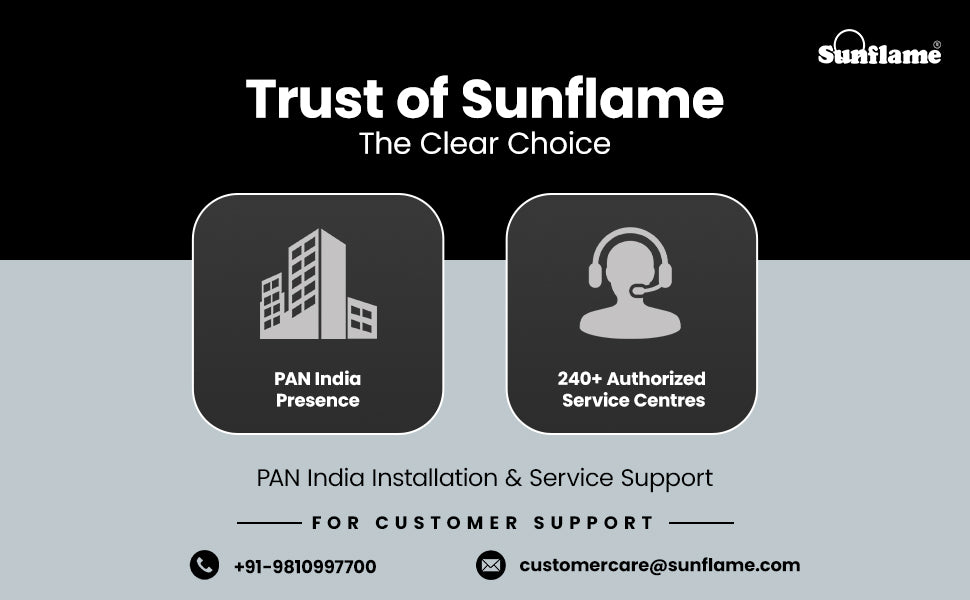 SUNFLAME 3 Burner Ultra-Slim Countertop Hob 80 cm Wide | Italian SABAF Valve | Auto Ignition