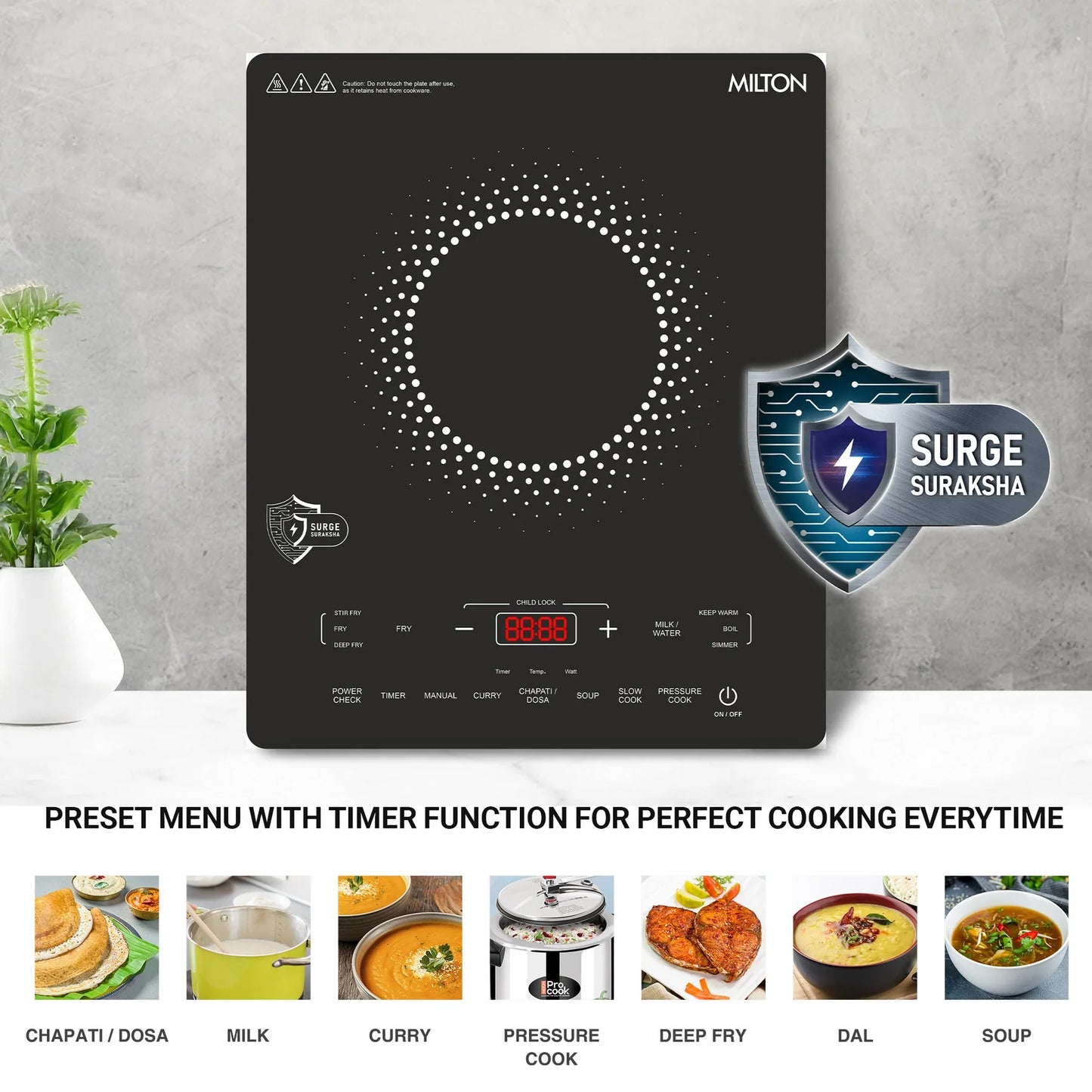 MILTON Elio Elite Induction Cooktop Slim | 2100 Watt