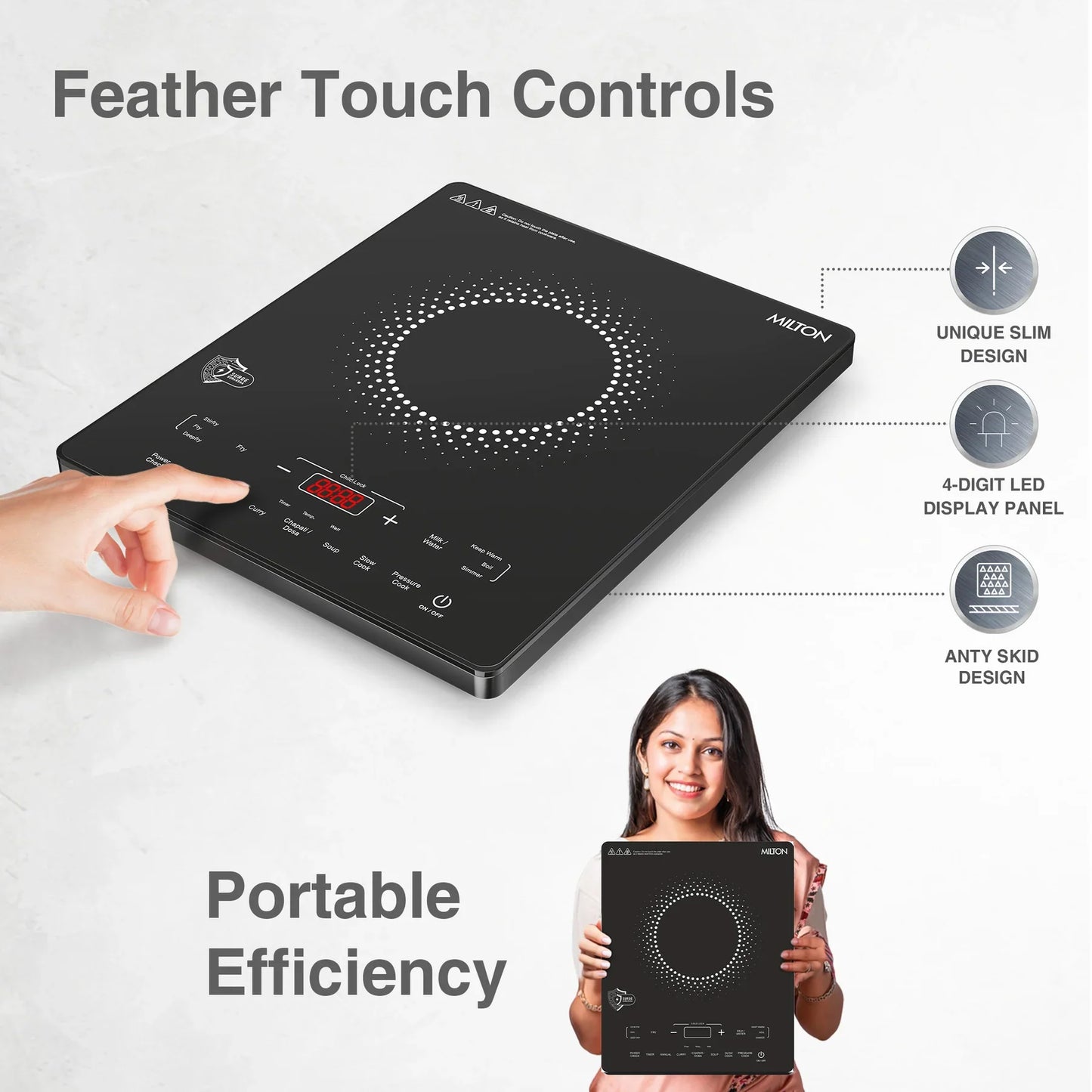MILTON Elio Elite Induction Cooktop Slim | 2100 Watt