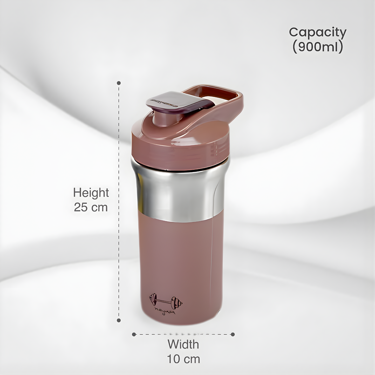 NAYASA Alloy Cross Fit Stainless Steel Gym Shaker Bottle | 900 ml | Leakproof & Durable