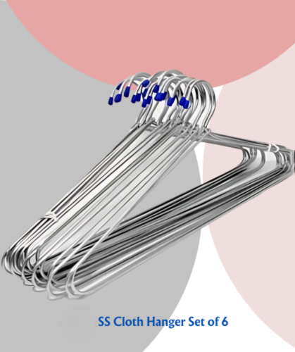 Stainless Steel Cloth Hanger For  Wardrobe | Set of 6