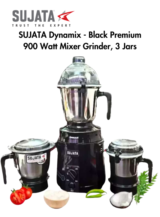 SUJATA New Black Dynamix Premium 900 Watt Mixer Grinder | 3 Jars - Premium Mixer Grinder from Surana Sons - Just Rs. 6600! Shop now at Surana Sons