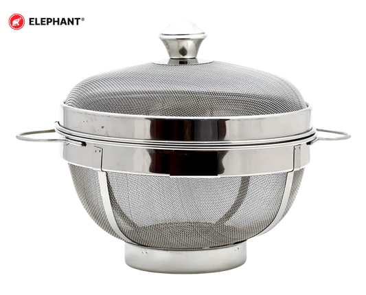 Elephant Stainless Steel Fruit, Vegetable & Multipurpose Basket with Lid (With Knob) - Premium SS Fruit Basket With Lid from Elephant - Just Rs. 699! Shop now at Surana Sons