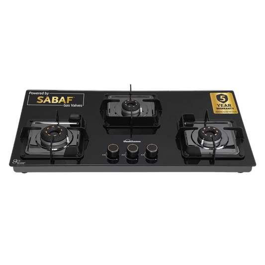 SUNFLAME 3 Burner Ultra-Slim Countertop Hob 80 cm Wide | Italian SABAF Valve | Auto Ignition