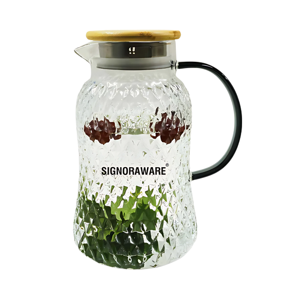 SIGNORAWARE BoroZen Borosilicate Glass Jug with Bamboo Lid |  1700 ML