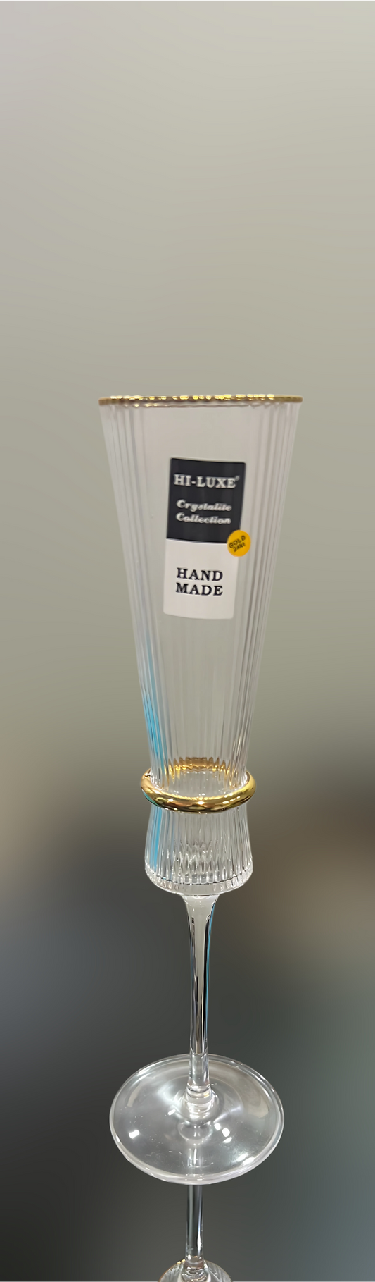 HILUXE Premium Ricco Stem Glass Drinkware | Golden Rim | Set of 2 | 166 ML Each