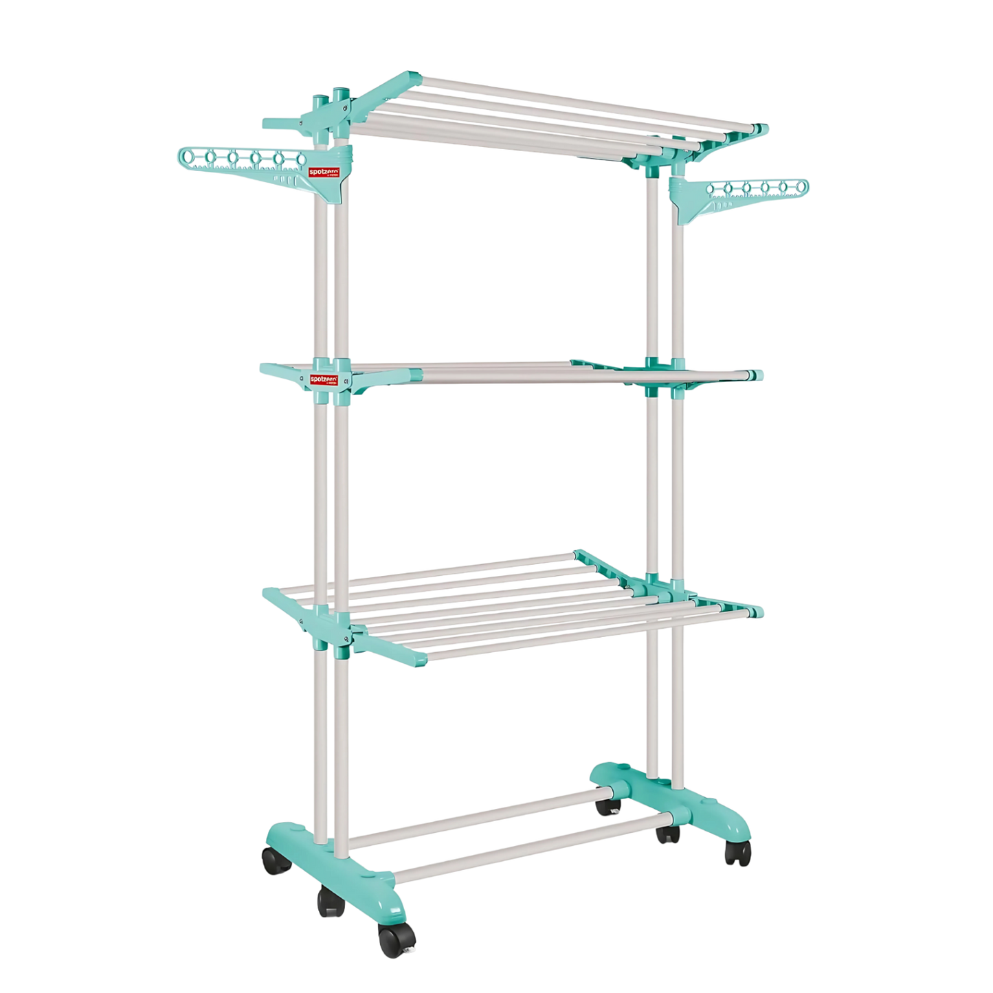 SPOTZERO by Milton 3 Layers Cloth Drying Stand, Aqua Green | Cloth Dryer | Floor | Balcony